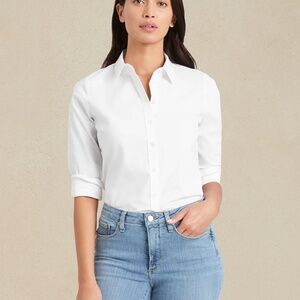 Banana Republic Tailored Fit Poplin Collar White Button Down Shirt